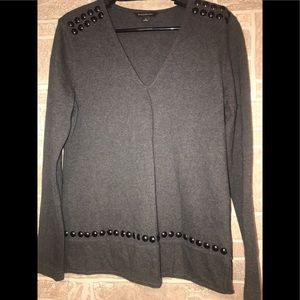 Banana Republic Gray Studded Knit Top small